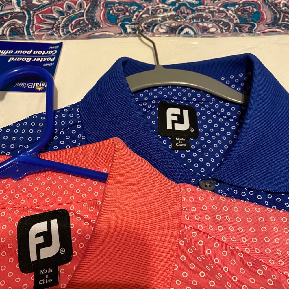 2 xl footjoy polka dot  golf polos fantastic shape tennis
